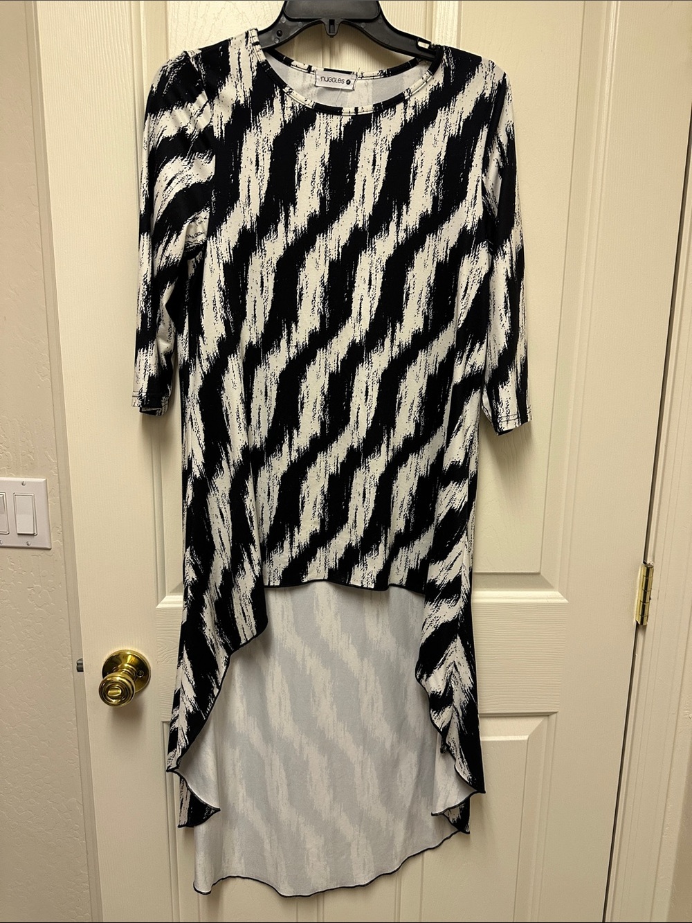NUGGLES Black & White High-Low Zebra Print Dress